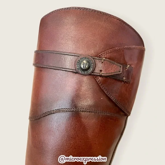 Frye Molly Button Brown Leather Tall Knee High Equestrian Zip Up Vintage Boots - Picture 12 of 14